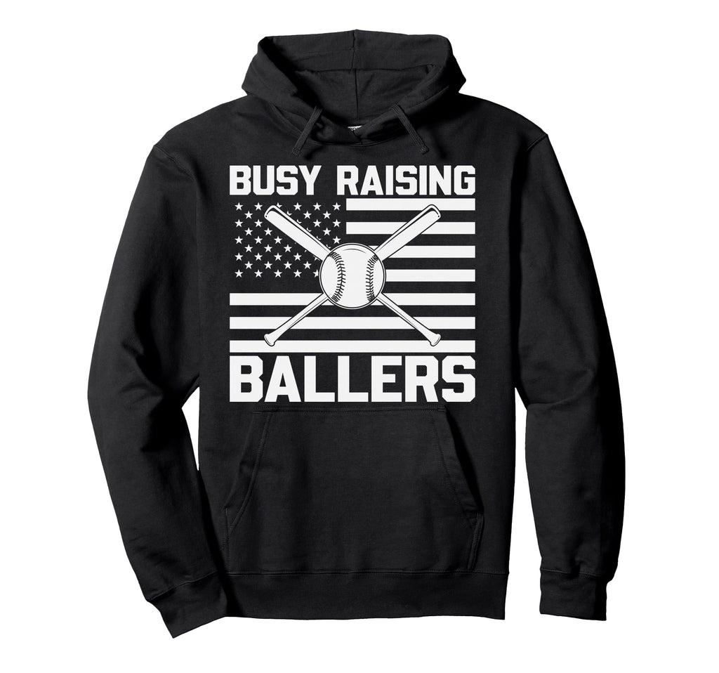 Busy Raising Ballers Baseball Mom Hoodie - Fun Novelty Design for Adults - T-Shirt, Sweatshirt, Hoodie