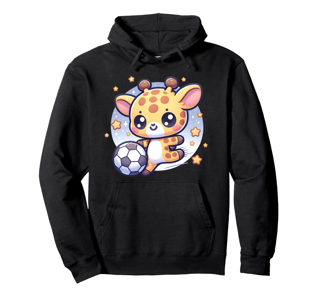 Giraffe Soccer Player Kicking Soccer Ball Hoodie - Graphic Print Unisex - T-Shirt, Sweatshirt, Hoodie