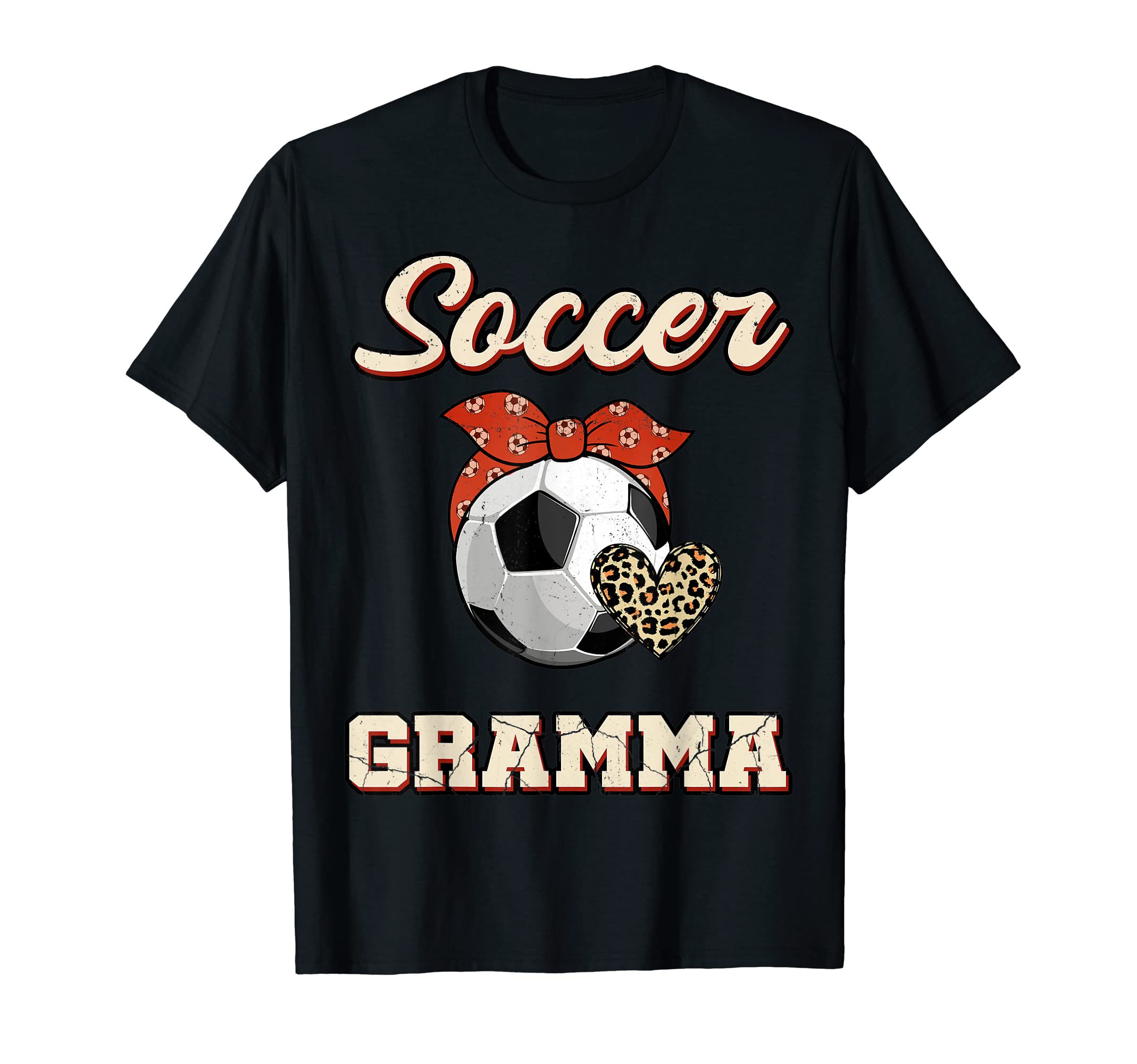 Soccer Gramma Bandana Leopard Heart T-Shirt - Fun Novelty Design Men Women - T-Shirt, Sweatshirt, Hoodie