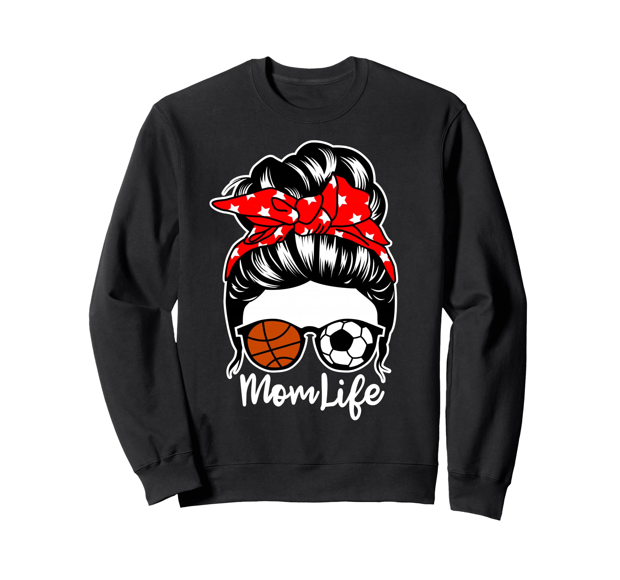 Mom Life Messy Bun Hair Soccer Sweatshirt - Minimalist Print Men Women - T-Shirt, Sweatshirt, Hoodie