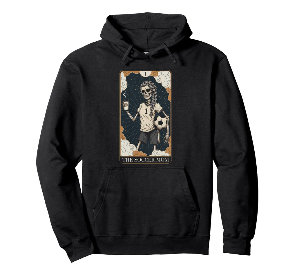 Halloween Skeleton Soccer Mom Tarot Card Hoodie - Graphic Print for Adults - T-Shirt, Sweatshirt, Hoodie