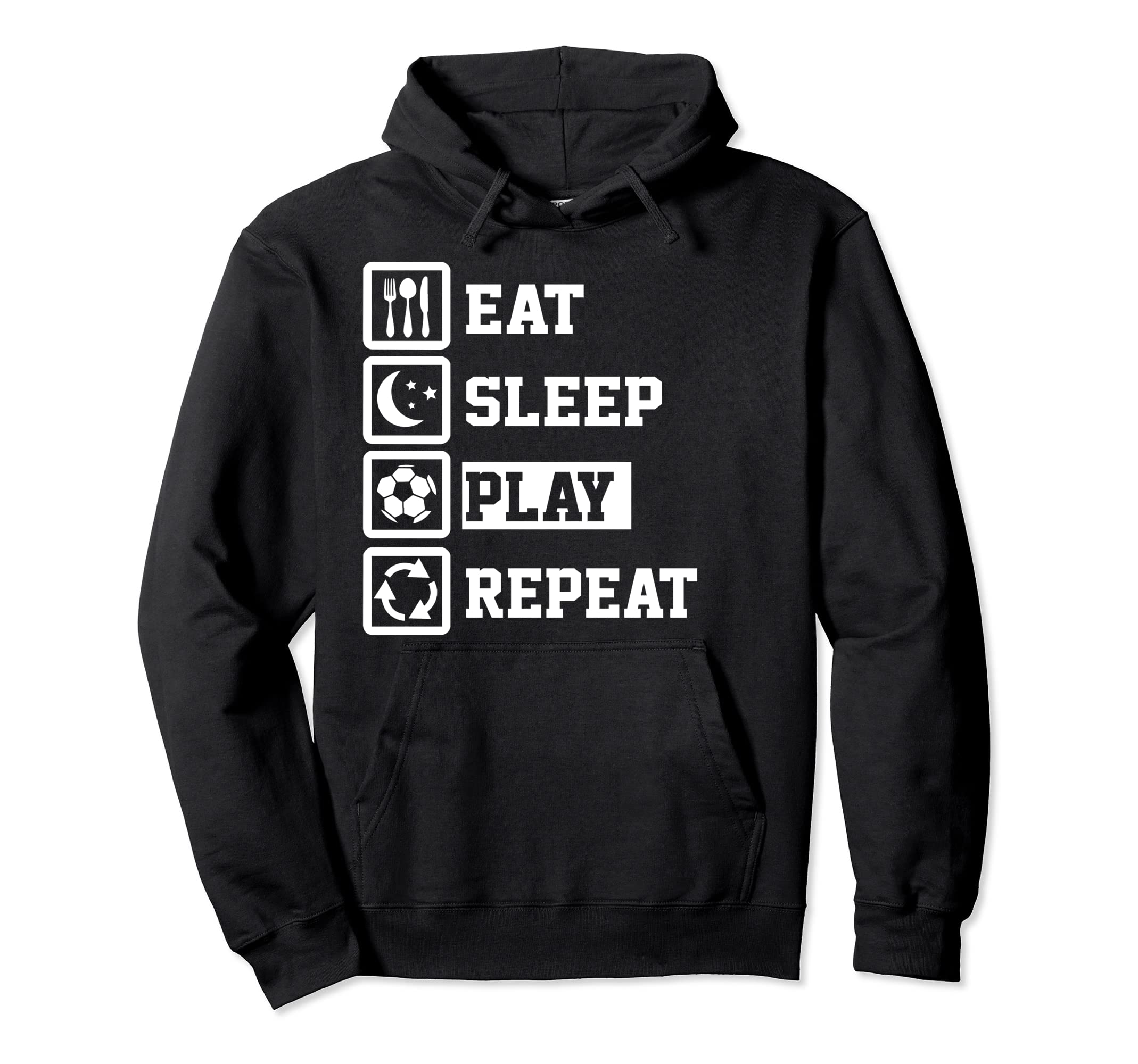 Eat Sleep Soccer Repeat Funny Soccer Hoodie - Minimalist Print Unisex - T-Shirt, Sweatshirt, Hoodie