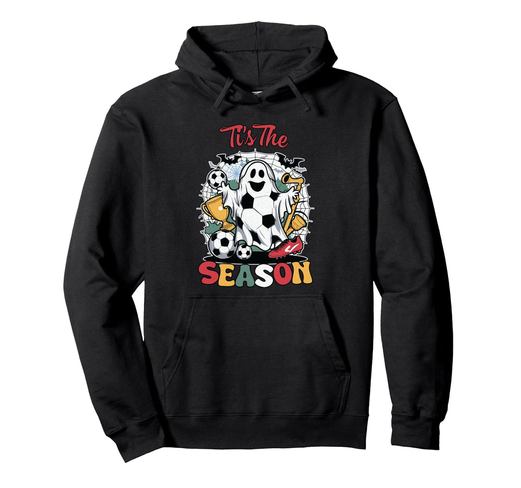 Tis Season Soccer Ghost Funny Halloween Hoodie - Custom Art Print Men Women - T-Shirt, Sweatshirt, Hoodie