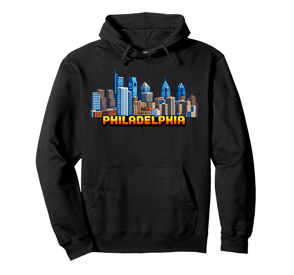 Philadelphia 8 Bit Video Arcade Gamer Hoodie - Graphic Print for Adults - T-Shirt, Sweatshirt, Hoodie
