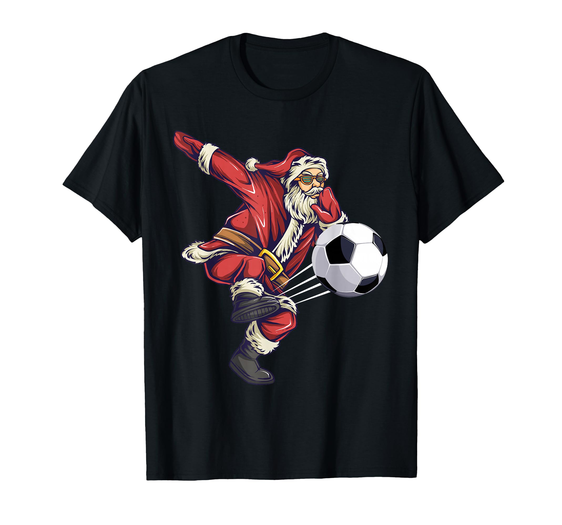 Santa Playing Soccer Football T-Shirt - Unique Graphic Unisex - T-Shirt, Sweatshirt, Hoodie