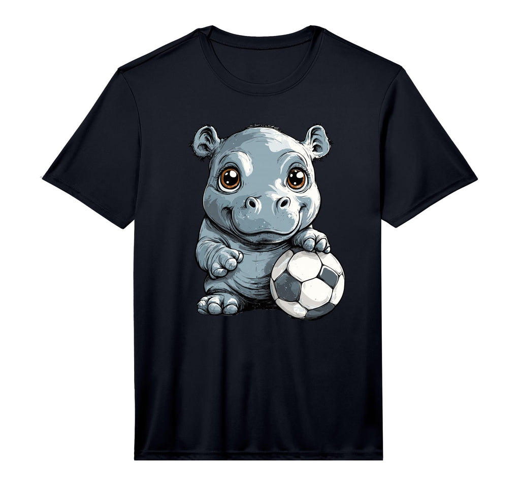 Adorable Hippo Soccer Ball Art T-Shirt - Custom Art Print Unisex - T-Shirt, Sweatshirt, Hoodie