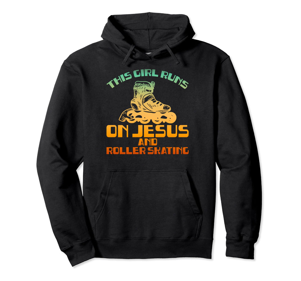 Funny Runs Jesus And Roller Skating Hoodie - Minimalist Print for Adults - T-Shirt, Sweatshirt, Hoodie