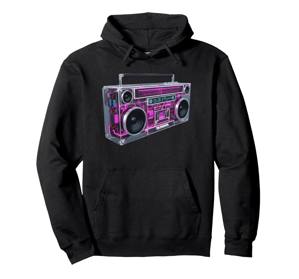 Boombox Old School Cassette Tape Hoodie - Trendy Graphic Unisex - T-Shirt, Sweatshirt, Hoodie