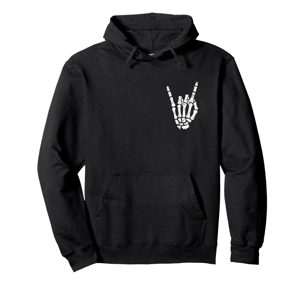Skeleton Rock N Roll Symbol Hoodie - Aesthetic Graphic for Adults - T-Shirt, Sweatshirt, Hoodie