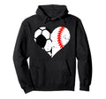 Soccer Baseball Heart Funny Soccer Hoodie - Trendy Graphic for Adults - T-Shirt, Sweatshirt, Hoodie
