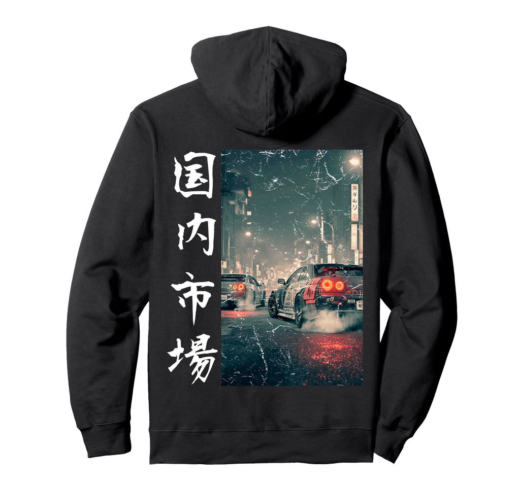 Distress Jdm Race Drift Cars Tokyo Street Hoodie - Graphic Print Men Women - T-Shirt, Sweatshirt, Hoodie