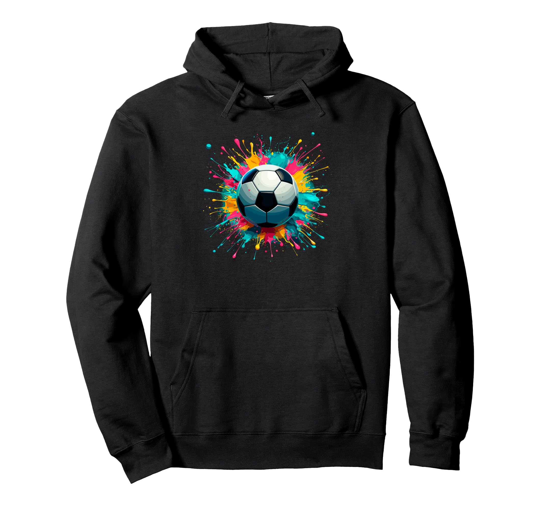Colorful Splash Art Soccer Football Hoodie - Novelty Apparel for Adults - T-Shirt, Sweatshirt, Hoodie