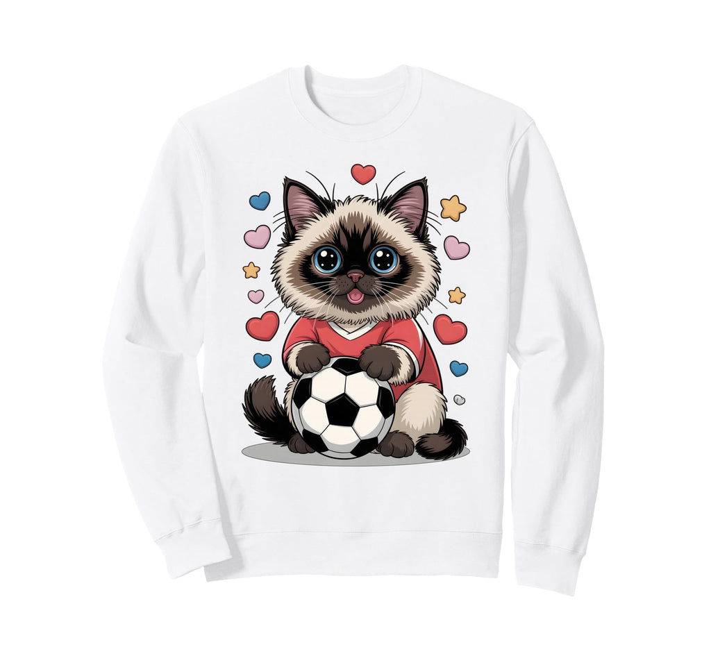 Kawaii Soccer Cat Just Who Loves Sweatshirt - Streetwear Style Unisex - T-Shirt, Sweatshirt, Hoodie