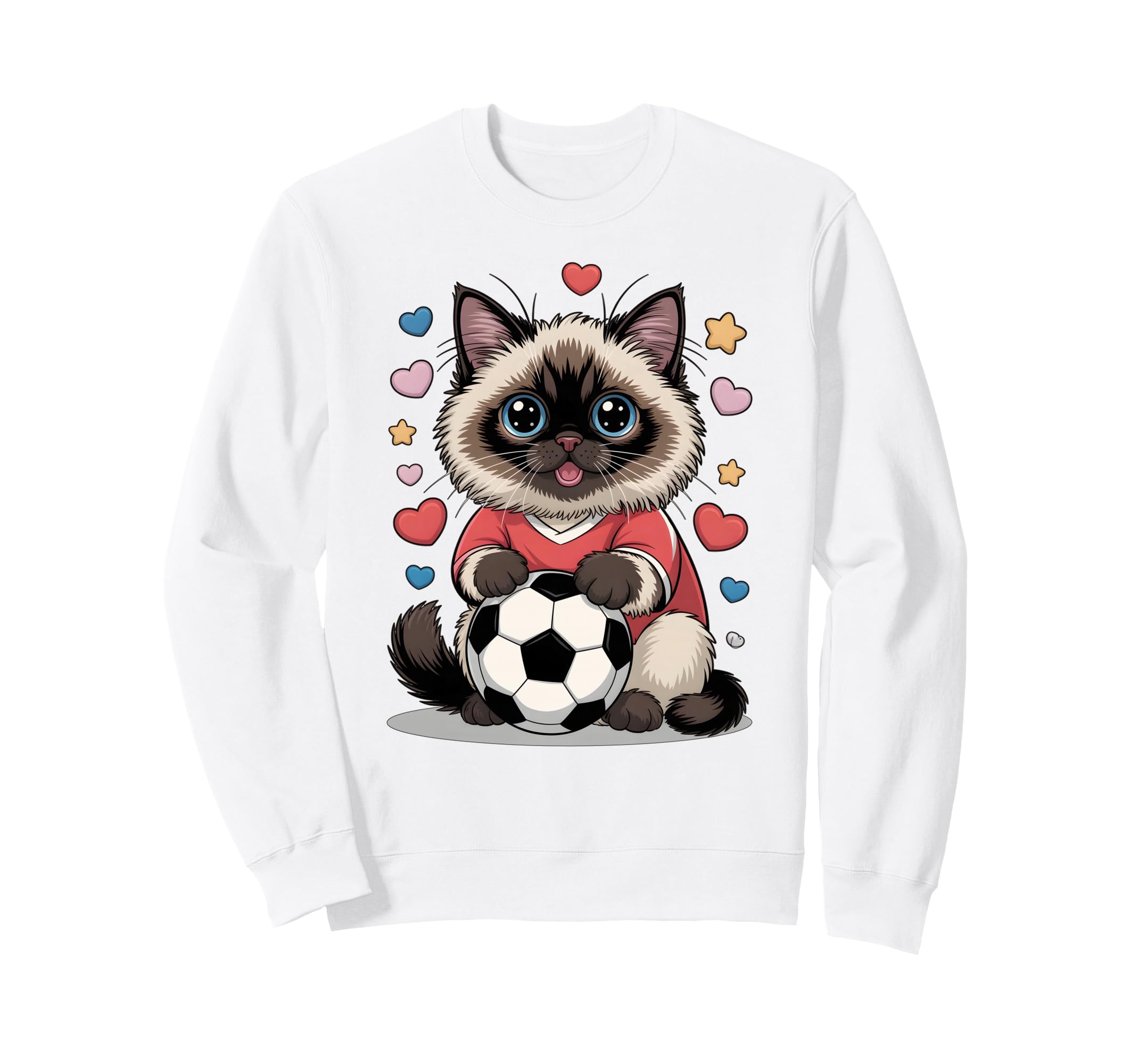 Kawaii Soccer Cat Just Who Loves Sweatshirt - Streetwear Style Unisex - T-Shirt, Sweatshirt, Hoodie