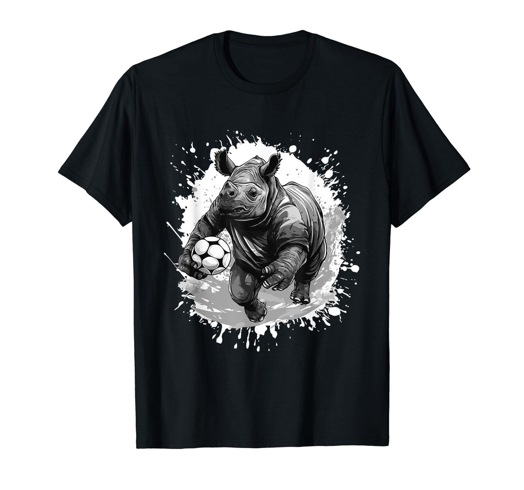 Rhino Playing Soccer Team Sports T-Shirt - Fun Novelty Design Men Women - T-Shirt, Sweatshirt, Hoodie