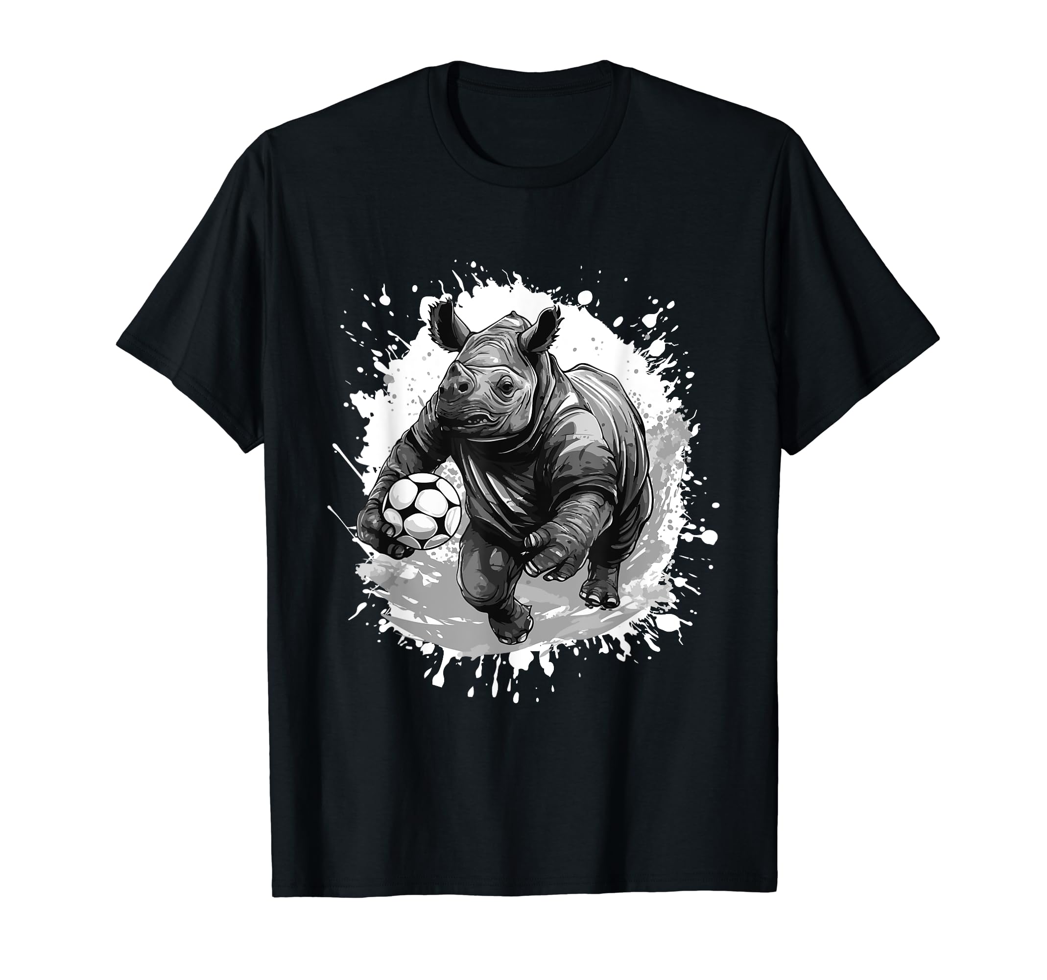 Rhino Playing Soccer Team Sports T-Shirt - Fun Novelty Design Men Women - T-Shirt, Sweatshirt, Hoodie