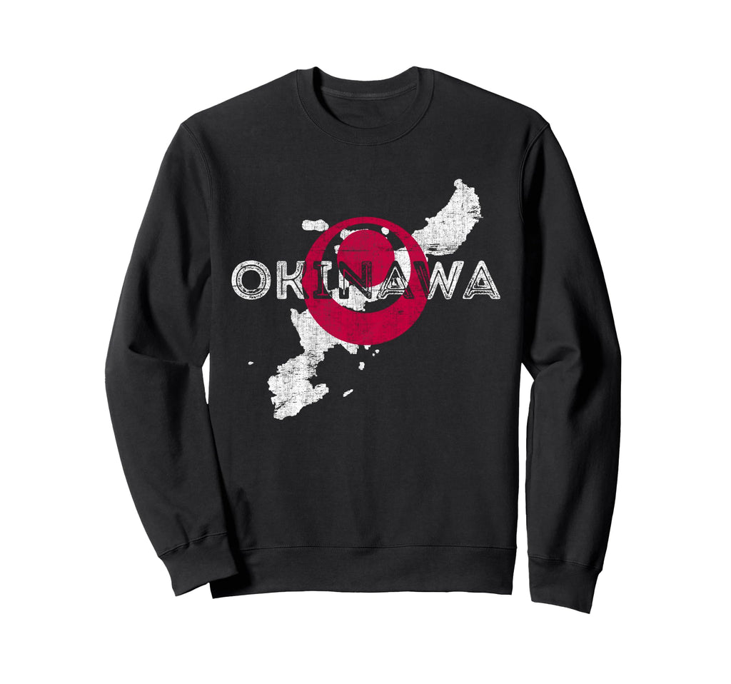 Okinawa Map And Flag Distressed Japan Sweatshirt - Minimalist Print Unisex - T-Shirt, Sweatshirt, Hoodie