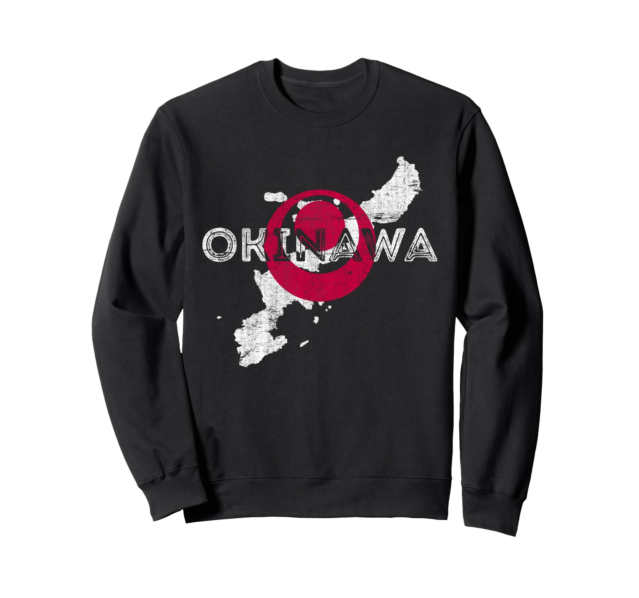 Okinawa Map And Flag Distressed Japan Sweatshirt - Trendy Graphic Unisex - T-Shirt, Sweatshirt, Hoodie
