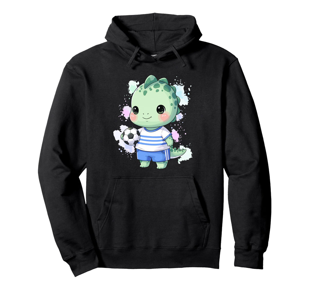 Adorable Dino Soccer Player Cartoon Hoodie - Minimalist Print Men Women - T-Shirt, Sweatshirt, Hoodie