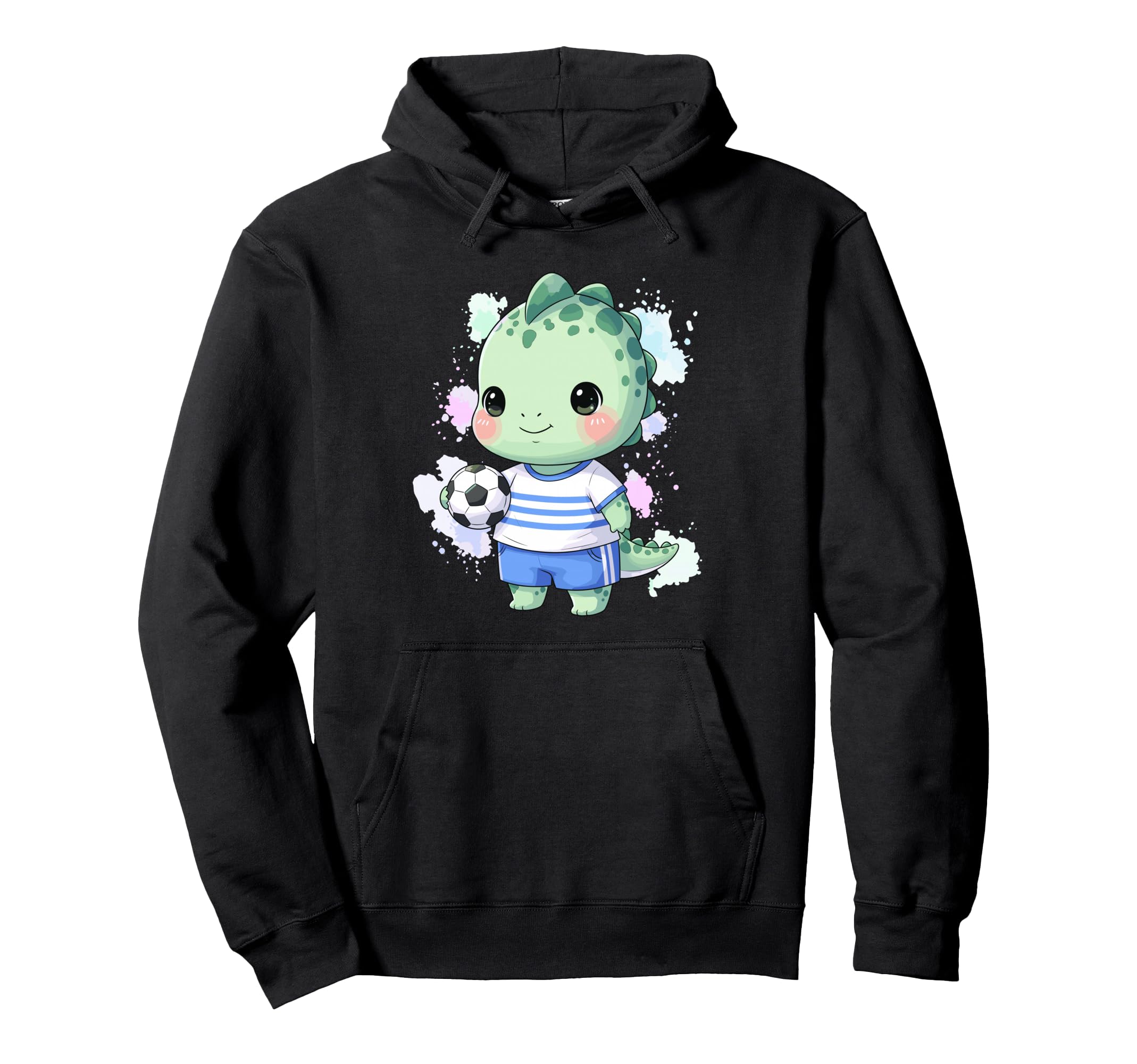 Adorable Dino Soccer Player Cartoon Hoodie - Minimalist Print Men Women - T-Shirt, Sweatshirt, Hoodie