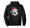 Soccer Santa Hat Lights Holiday Festive Gift Hoodie - Unique Graphic Unisex - T-Shirt, Sweatshirt, Hoodie