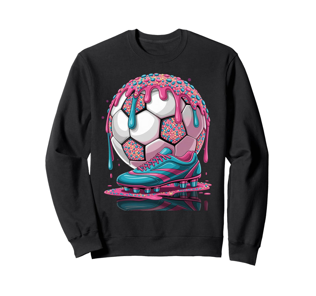 Soccer Ball Drip Ice Cream Sweatshirt - Casual Everyday Wear Men Women - T-Shirt, Sweatshirt, Hoodie