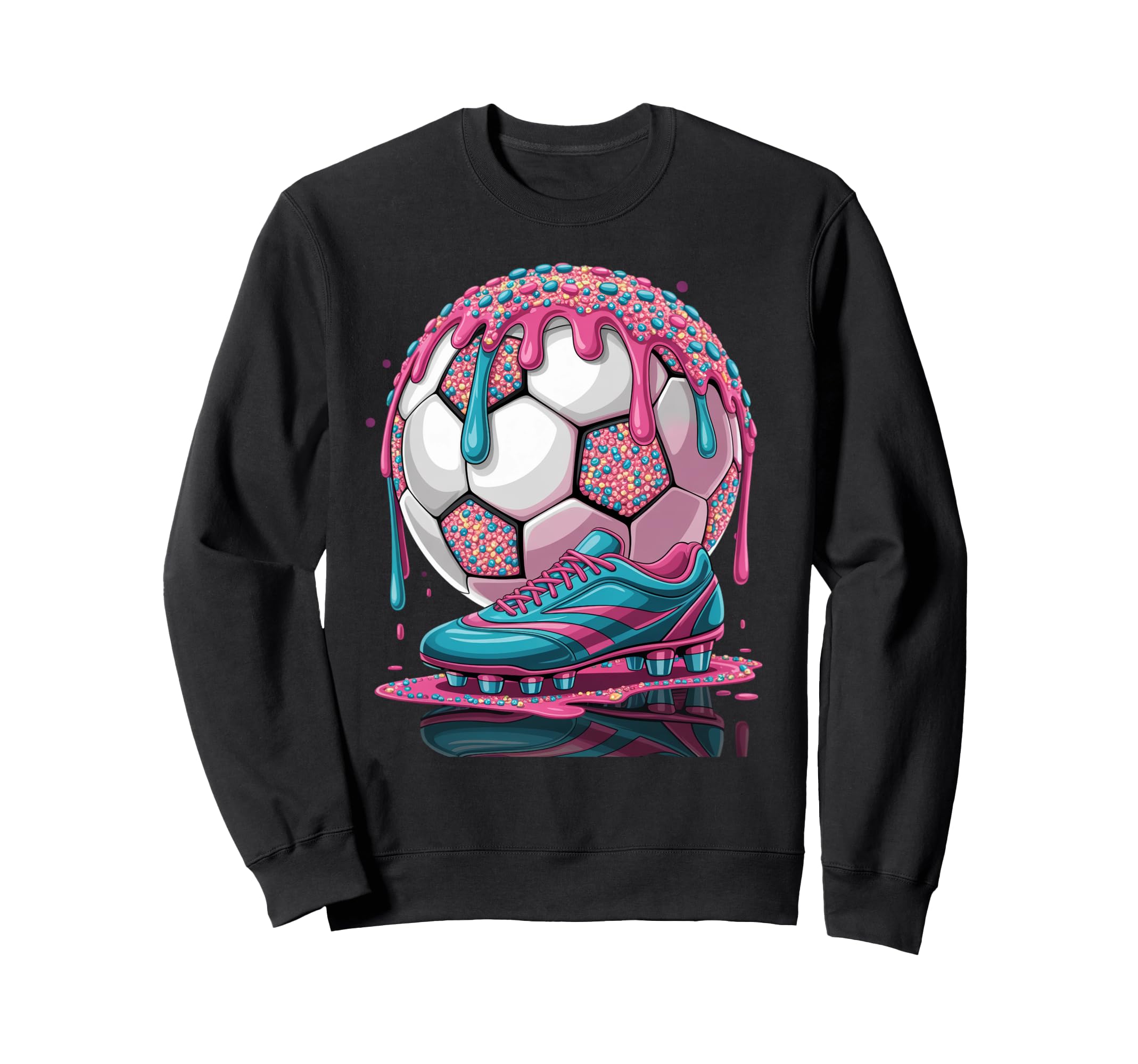 Soccer Ball Drip Ice Cream Sweatshirt - Casual Everyday Wear Men Women - T-Shirt, Sweatshirt, Hoodie