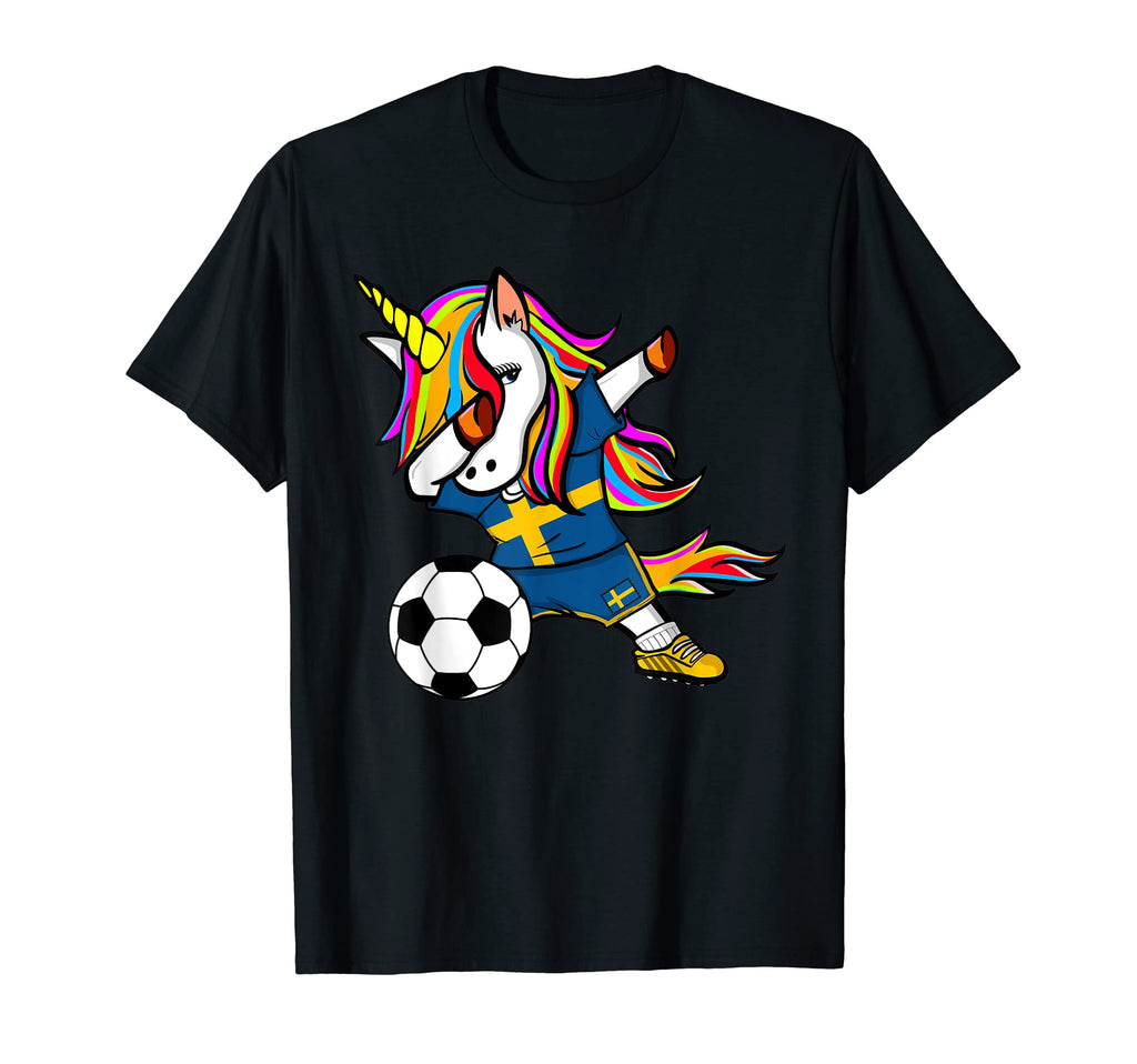 Dabbing Unicorn Sweden Soccer Fans T-Shirt - Aesthetic Graphic for Adults - T-Shirt, Sweatshirt, Hoodie
