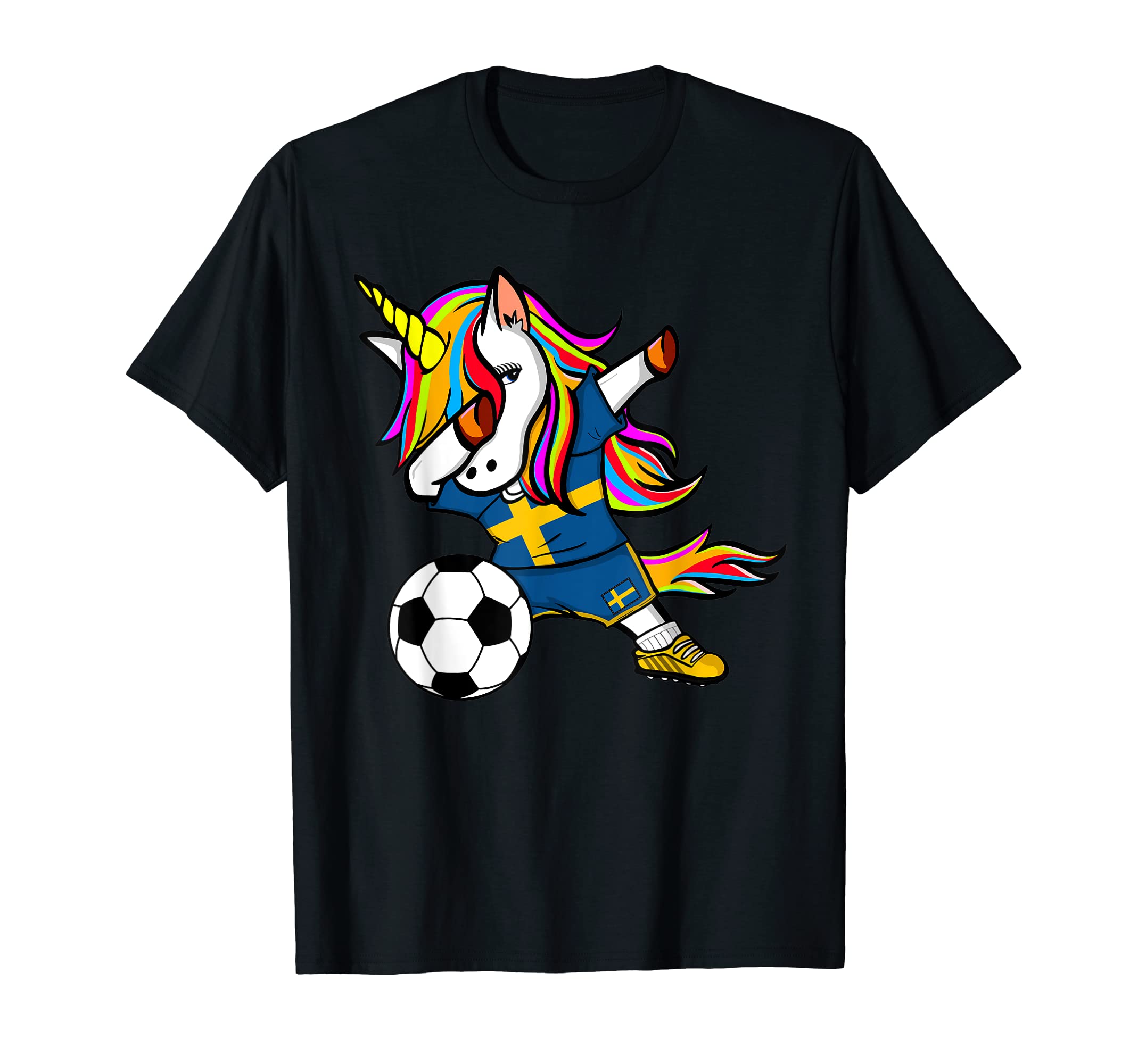 Dabbing Unicorn Sweden Soccer Fans T-Shirt - Aesthetic Graphic for Adults - T-Shirt, Sweatshirt, Hoodie
