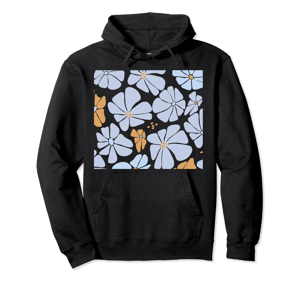 Abstract Floral Blue Pattern Hoodie - Casual Everyday Wear for Adults - T-Shirt, Sweatshirt, Hoodie