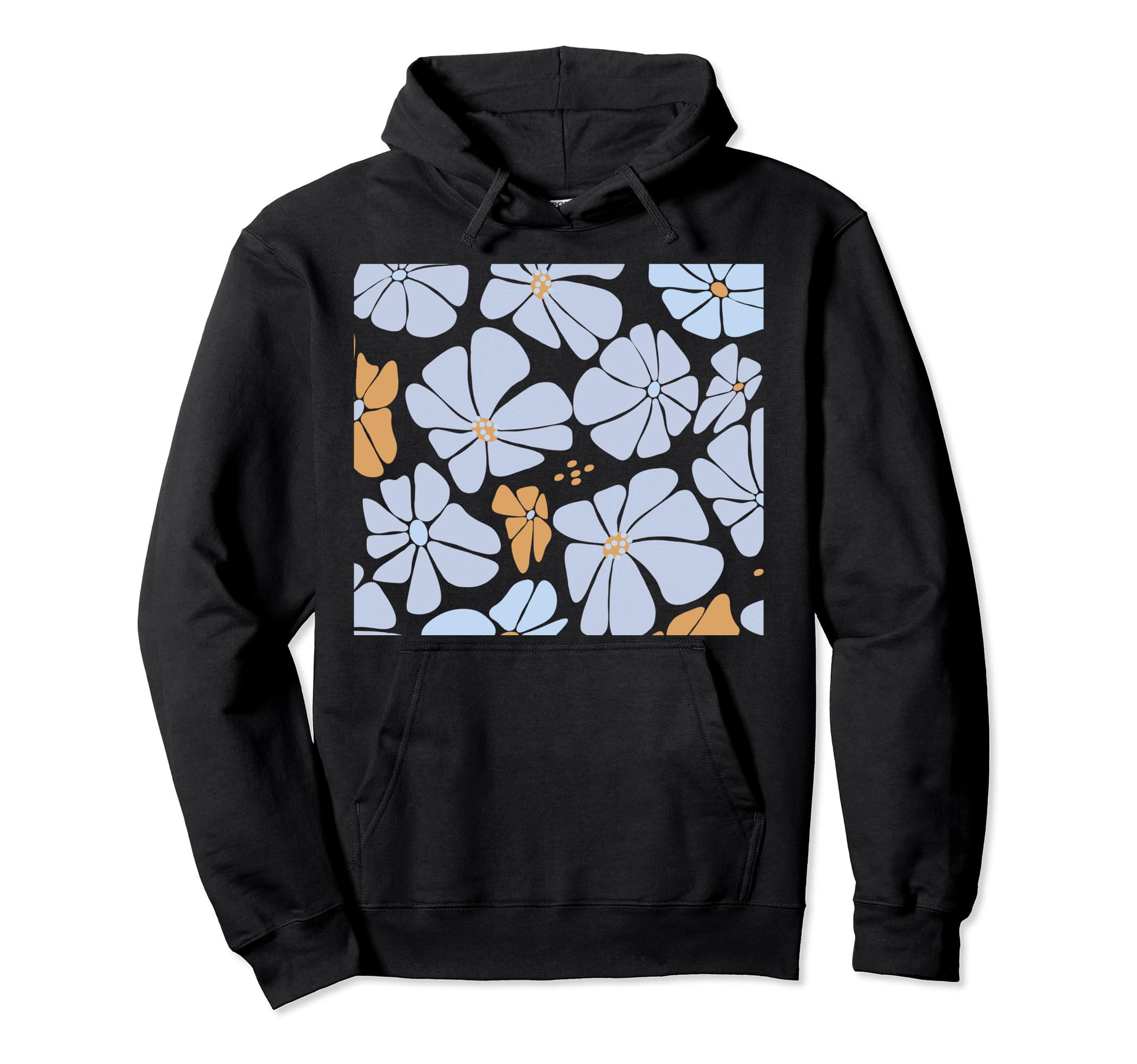 Abstract Floral Blue Pattern Hoodie - Casual Everyday Wear for Adults - T-Shirt, Sweatshirt, Hoodie