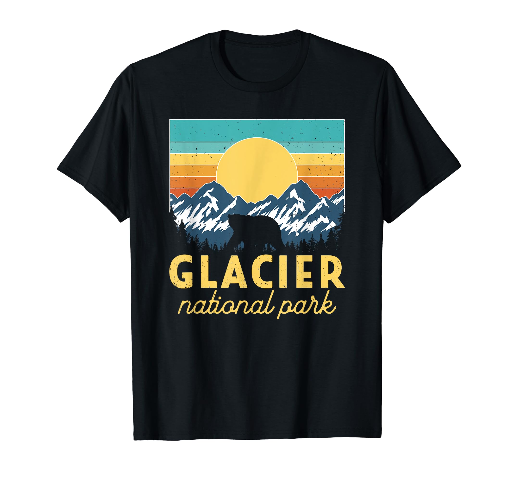 Glacier National Park Sunset T-Shirt - Minimalist Print for Adults - T-Shirt, Sweatshirt, Hoodie