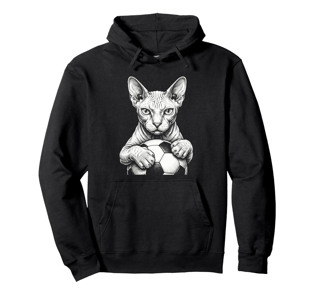 Hairless Sphynx Cat Holding Ball Funny Hoodie - Fun Novelty Design Unisex - T-Shirt, Sweatshirt, Hoodie