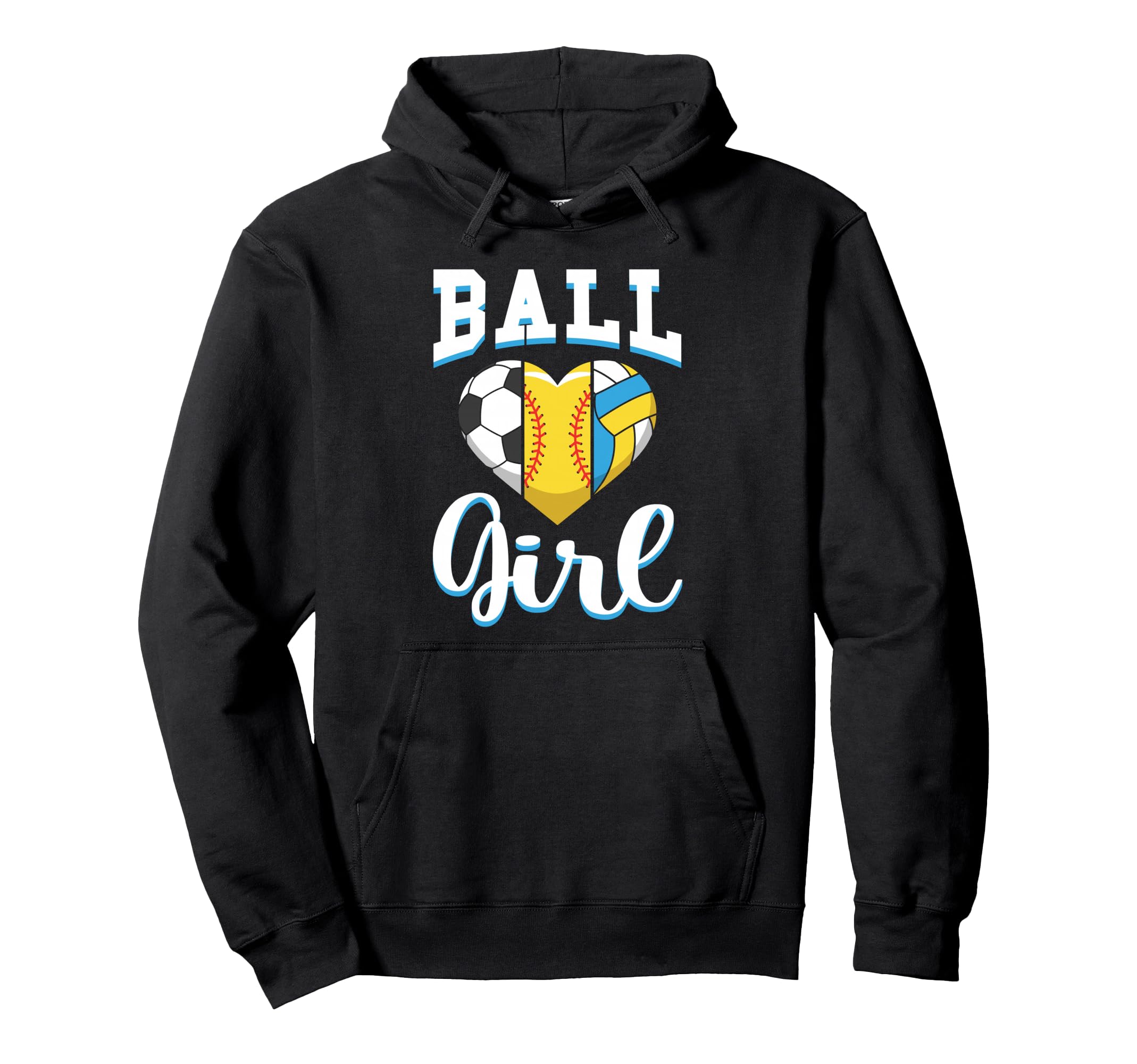 Ball Sports Heart Soccer Softball Volleyball Hoodie - Trendy Graphic Unisex - T-Shirt, Sweatshirt, Hoodie
