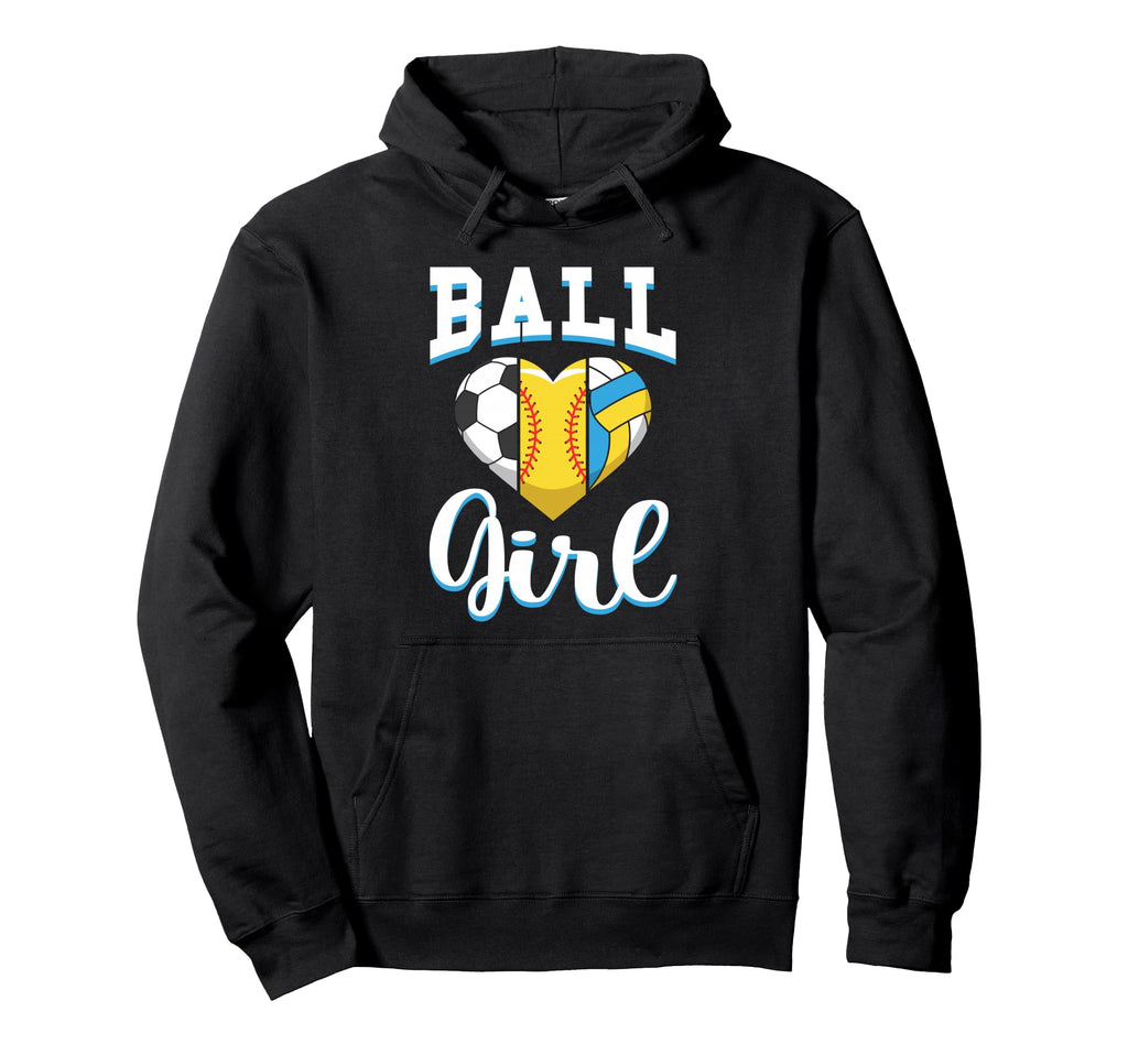 Ball Sports Heart Soccer Softball Hoodie - Novelty Apparel for Adults - T-Shirt, Sweatshirt, Hoodie