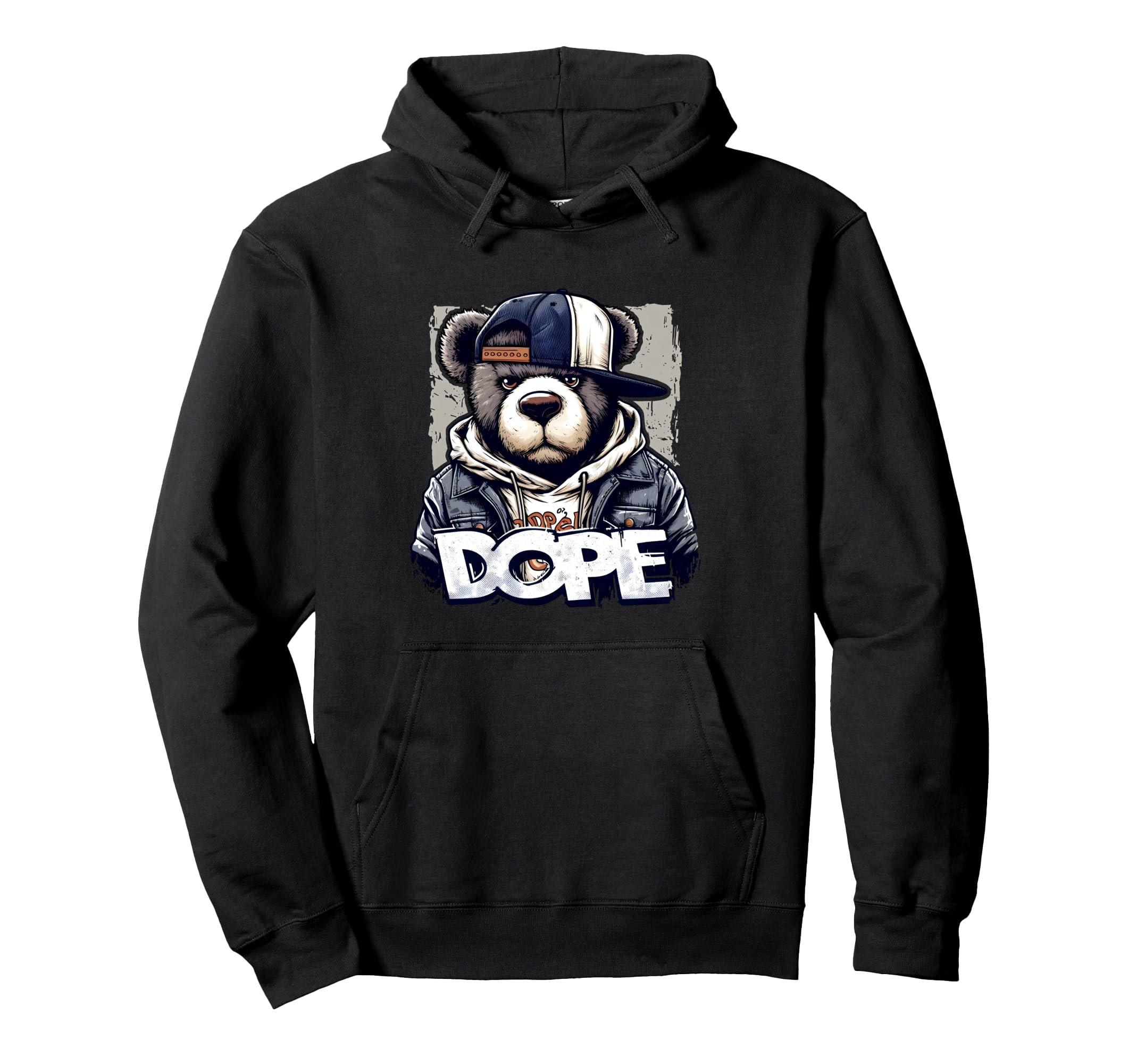 Dope Hip Hop Teddy Bear 90 Hip Hop Old School Hoodie - Graphic Print Unisex - T-Shirt, Sweatshirt, Hoodie