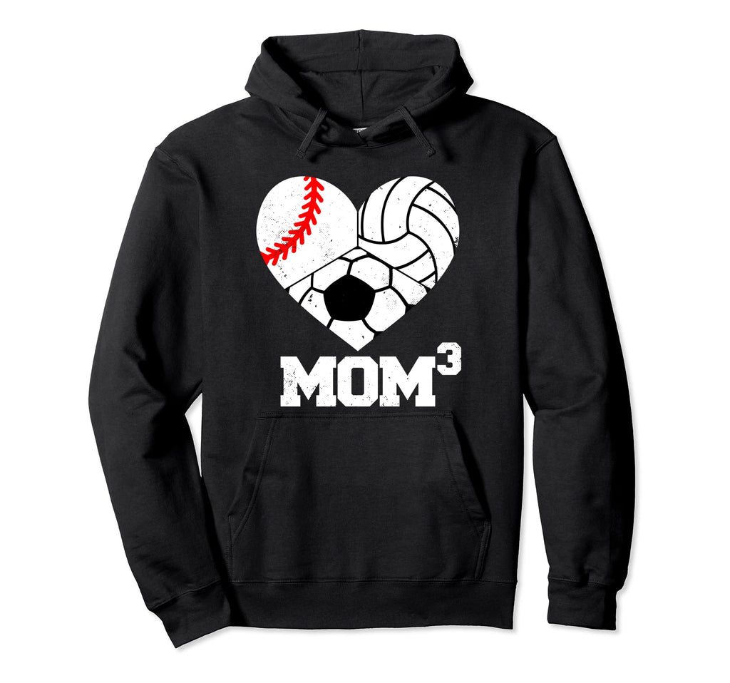 Mom Cubed Mom3 Mom Three Baseball Hoodie - Trendy Graphic Unisex - T-Shirt, Sweatshirt, Hoodie
