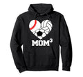 Mom Cubed Mom3 Mom Three Baseball Hoodie - Trendy Graphic Unisex - T-Shirt, Sweatshirt, Hoodie