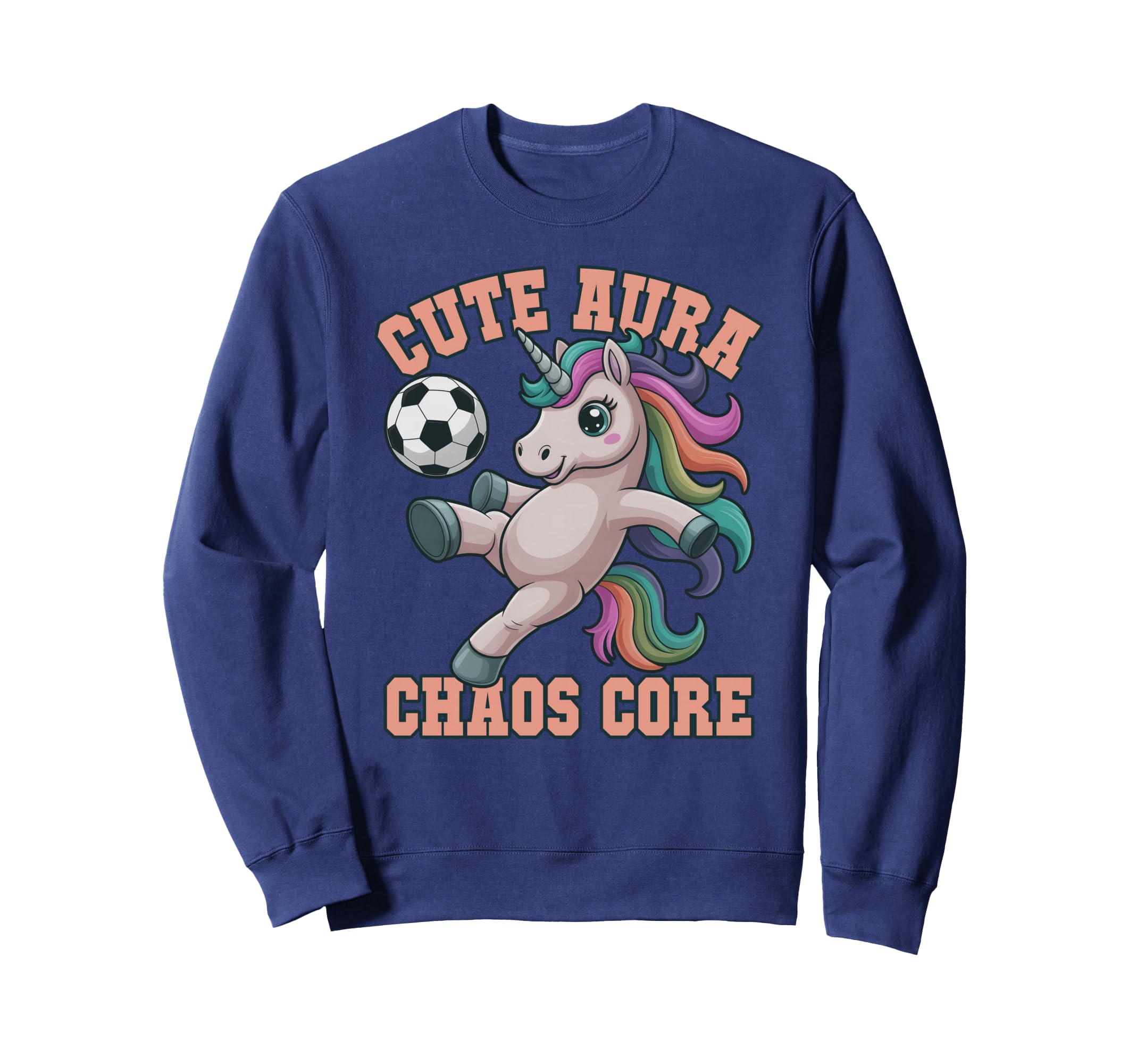 Kawaii Aura Soccer Unicorn Chaos Sweatshirt - Graphic Print for Adults - T-Shirt, Sweatshirt, Hoodie