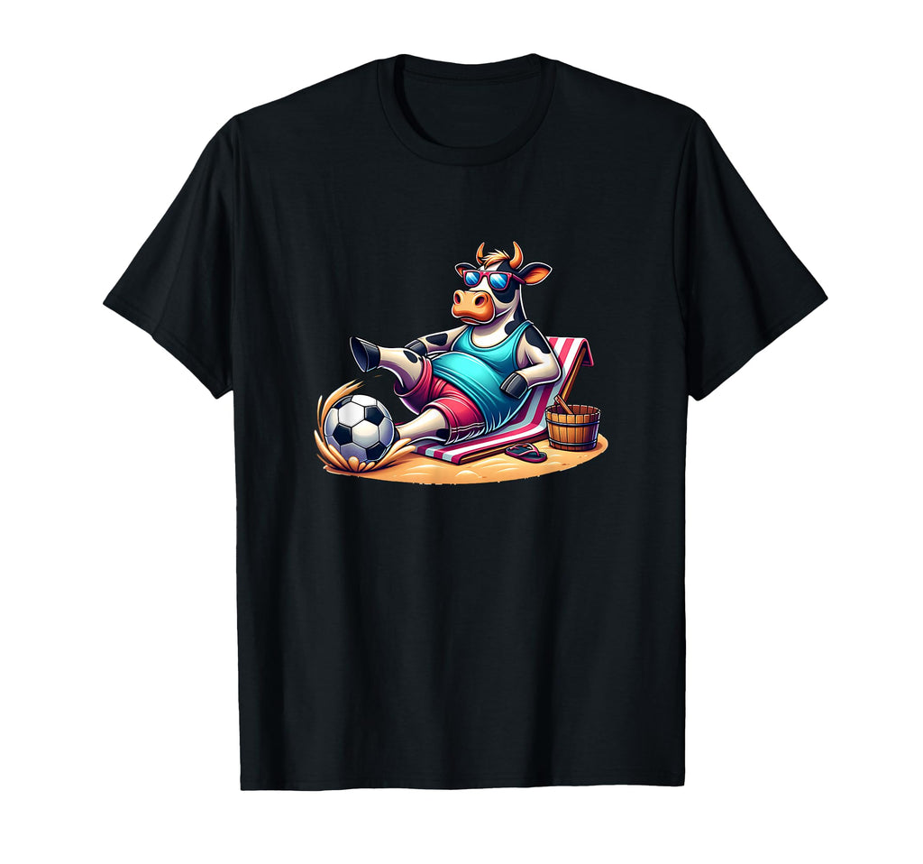 Chill Cow Beach Soccer Ball Summer T-Shirt - Casual Everyday Wear Unisex - T-Shirt, Sweatshirt, Hoodie