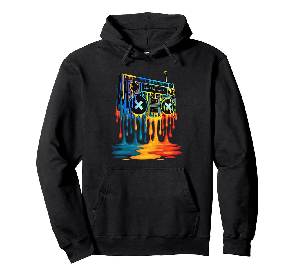 Dripping Paint Boombox 80S 90S Old School Hoodie - Novelty Apparel Unisex - T-Shirt, Sweatshirt, Hoodie