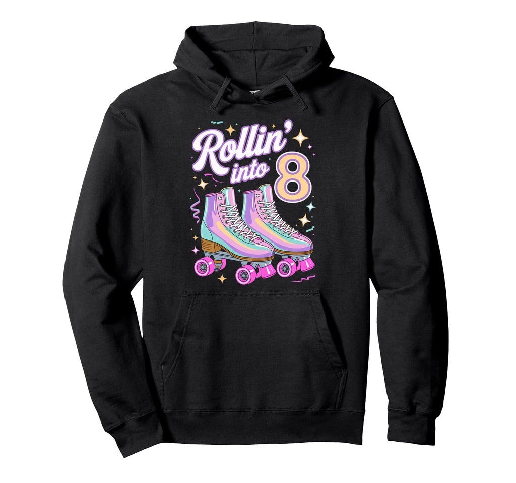 Rollin Into 8 Roller Skating 8Th Hoodie - Trendy Graphic Men Women - T-Shirt, Sweatshirt, Hoodie