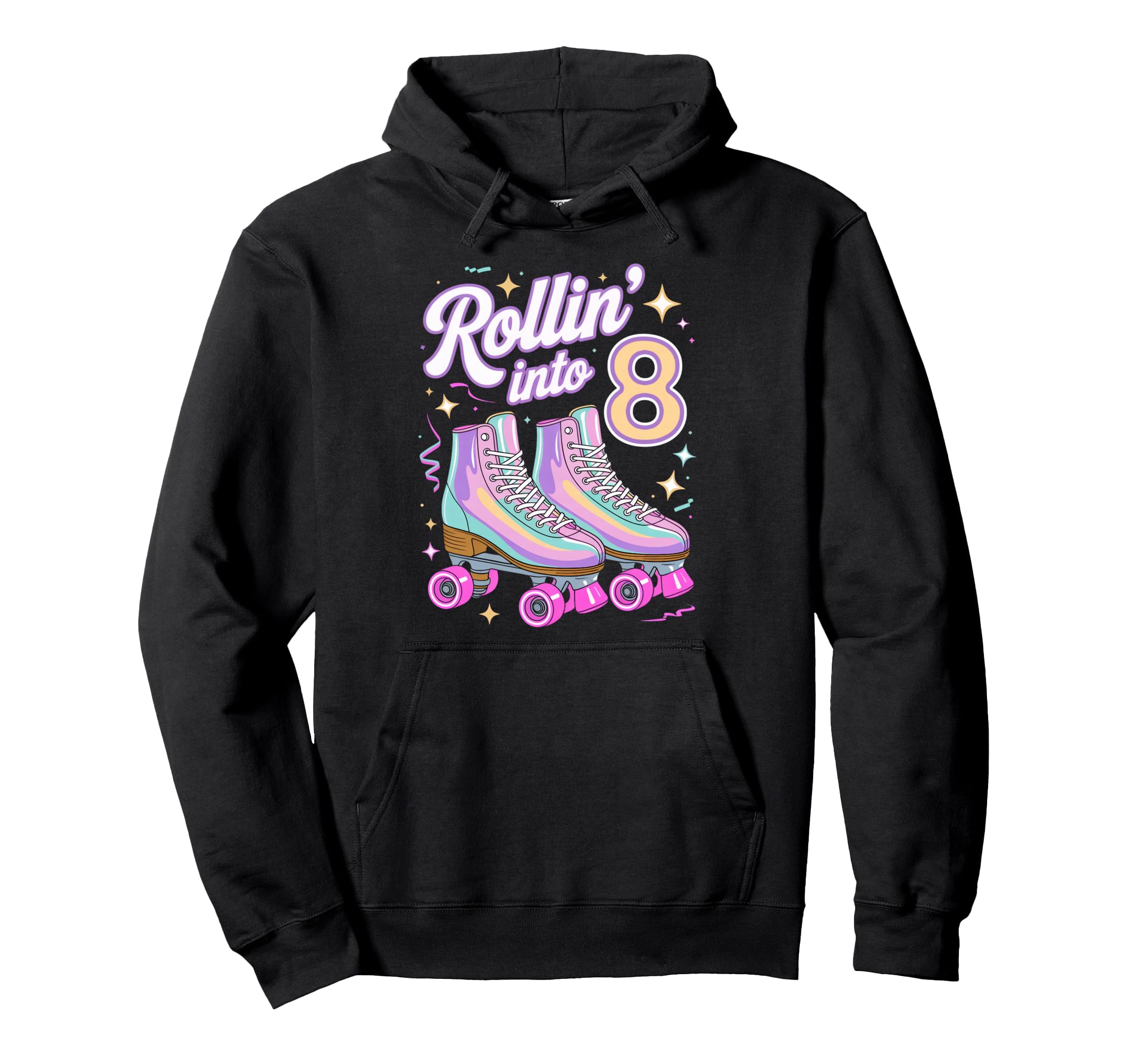 Rollin Into 8 Roller Skating 8Th Hoodie - Trendy Graphic Men Women - T-Shirt, Sweatshirt, Hoodie