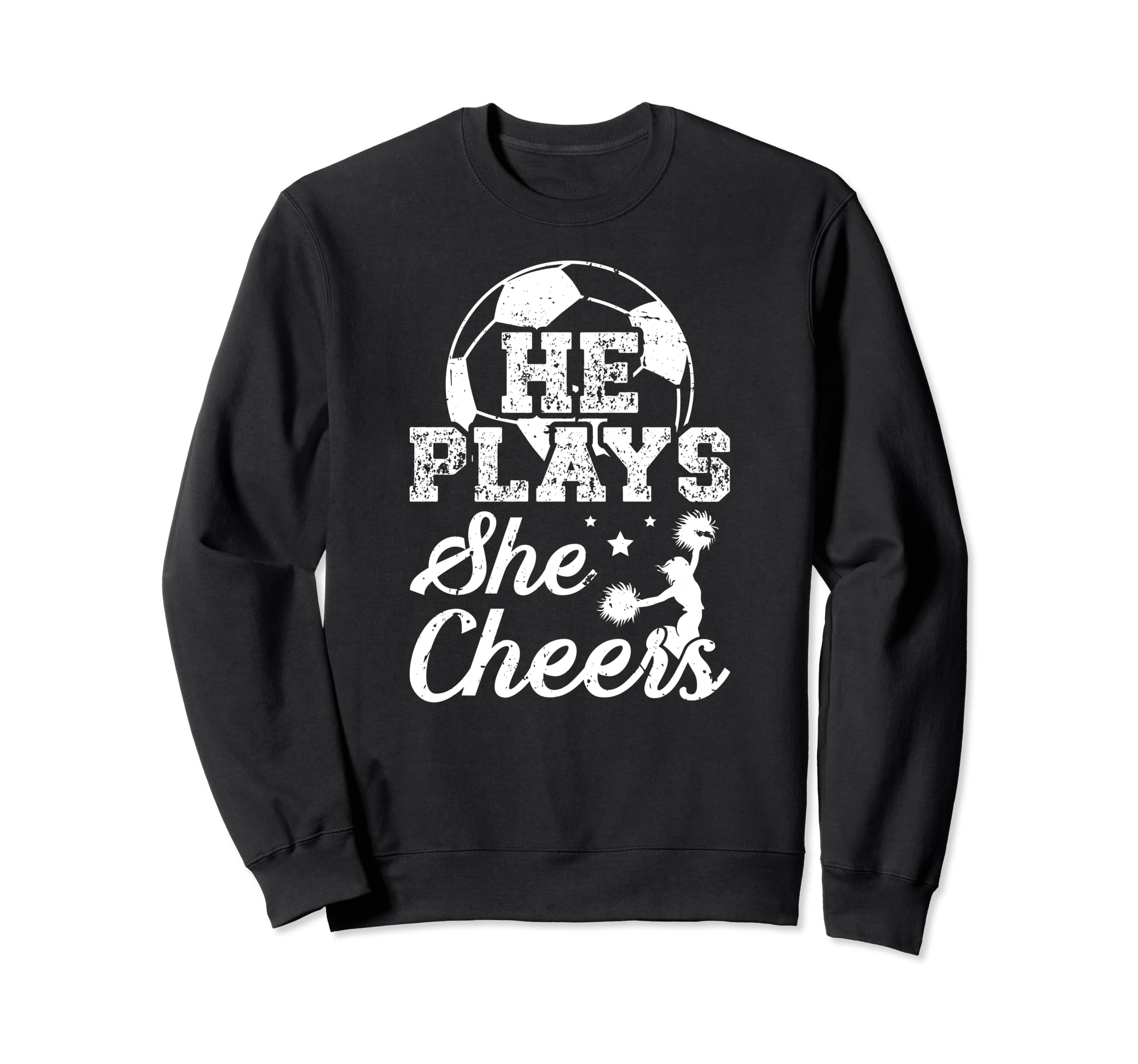 He Plays She Cheers Soccer And Cheer Sweatshirt - Custom Art Print Unisex - T-Shirt, Sweatshirt, Hoodie