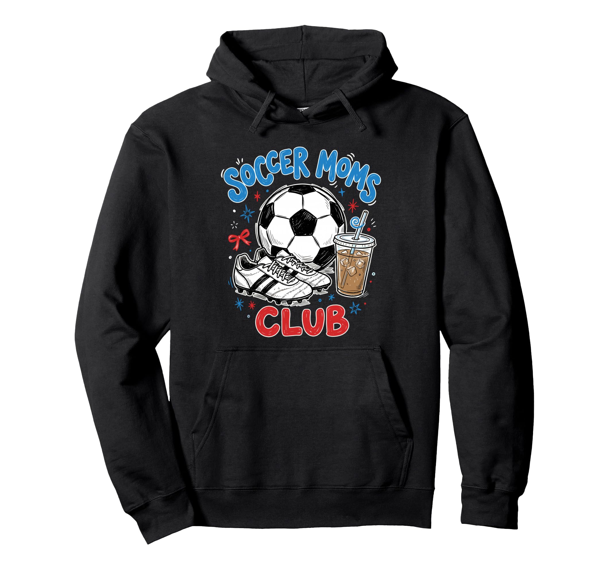 Soccer Moms Club Iced Coffee Cleats Hoodie - Minimalist Print for Adults - T-Shirt, Sweatshirt, Hoodie