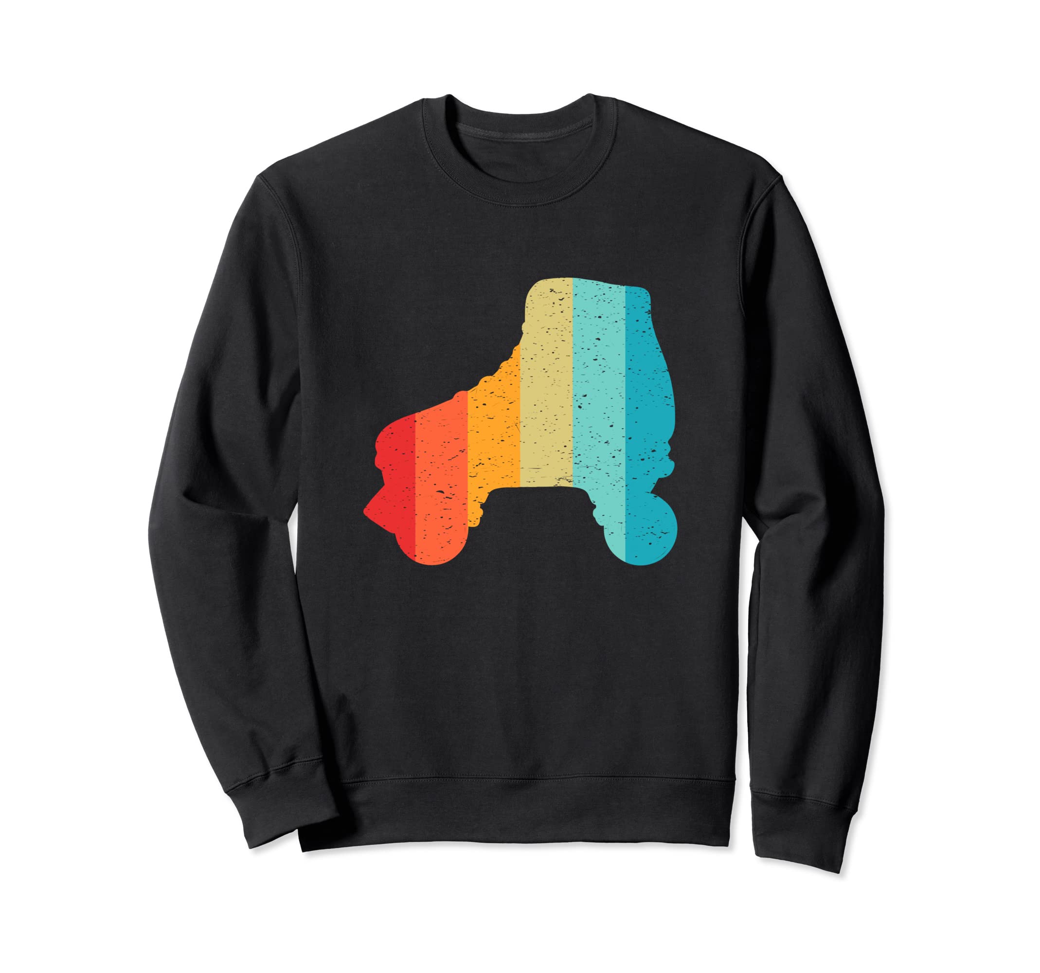 Roller Skate Silhouette 80S Distressed Sweatshirt - Novelty Apparel Unisex - T-Shirt, Sweatshirt, Hoodie