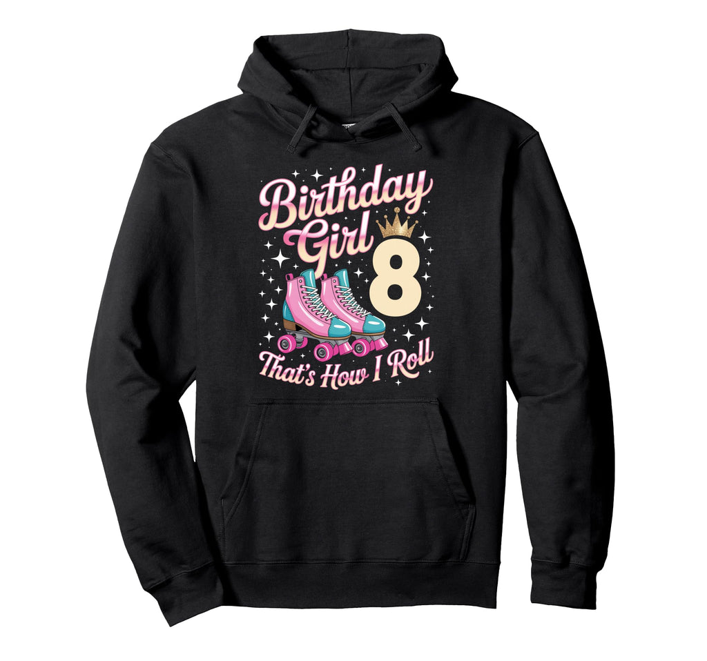 Birthday 8 Roller Skating 8Th Birthday Hoodie - Unique Graphic Men Women - T-Shirt, Sweatshirt, Hoodie