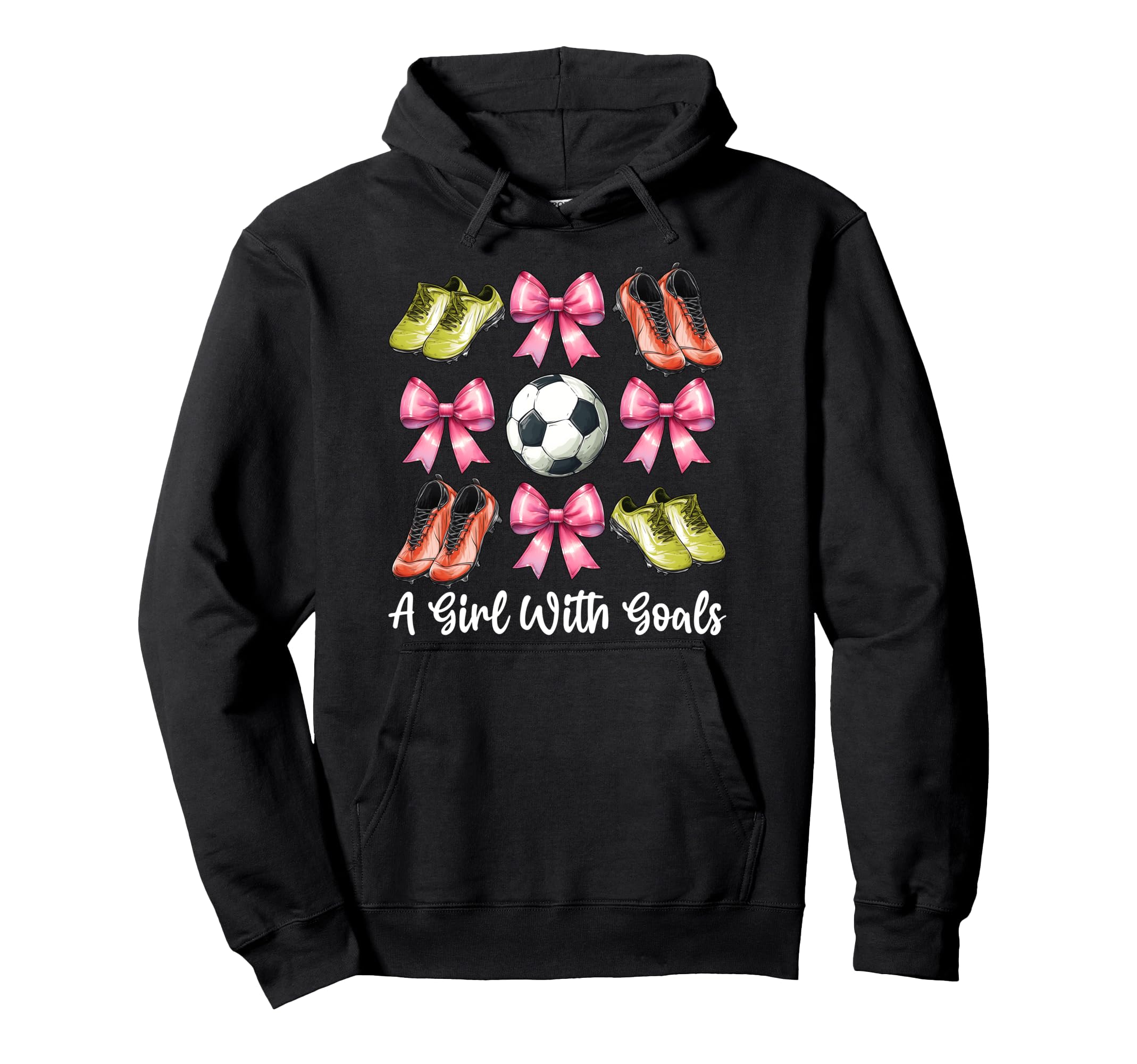 Goals Soccer Coquette Bow Hoodie - Graphic Print Unisex - T-Shirt, Sweatshirt, Hoodie