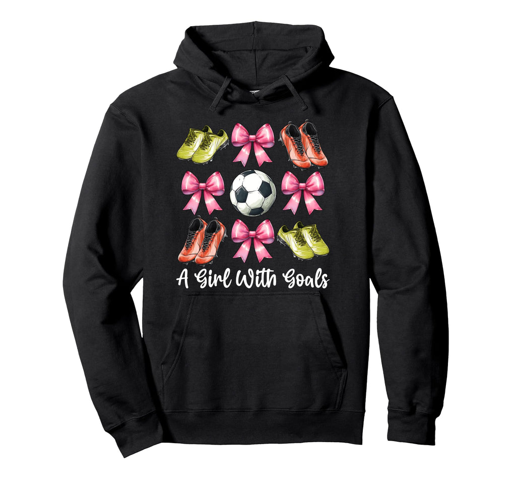 Goals Soccer Coquette Bow Hoodie - Novelty Apparel Unisex - T-Shirt, Sweatshirt, Hoodie