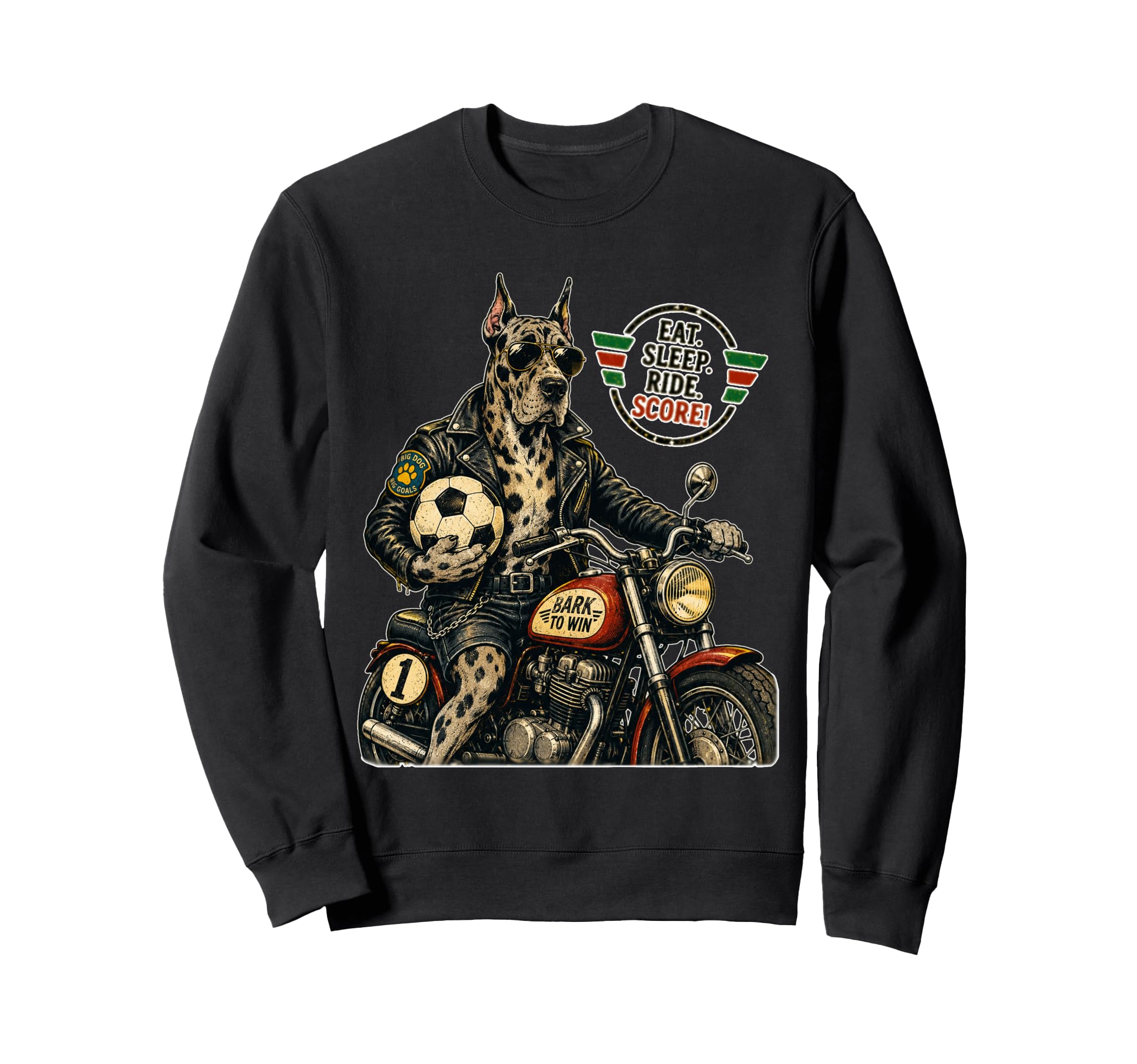 Great Dane Motorbike Love Footbal Sweatshirt - Streetwear Style Men Women - T-Shirt, Sweatshirt, Hoodie